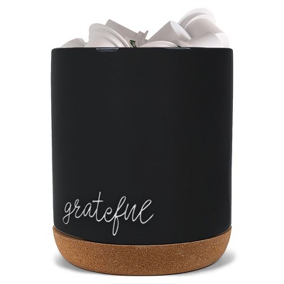 Elanze Designs Grateful Black X-Large Cork Bottom, Kitchen Counter, Ceramic Stoneware, Coffee, Tea and Hot Chocolate, Machine Brewing, K Capsule Pod