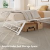 White Trundle Bed Frame with Lockable Casters, Twin Size Pop Up Day Bed Foldable Metal Platform - 4 of 4