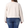 Women's Plus Size Button Down Long Sleeve Casual Cropped Bomber Jacket with Pockets - Agnes Orinda - 4 of 4