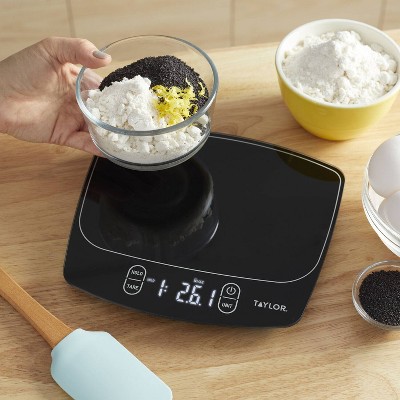 Taylor Black Waterproof Digital Kitchen Scale with LED Display