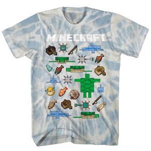 Boys Minecraft Video Game T-Shirt - Black and Green Creeper Face - Official Minecraft Tie Dye Shirt - 1 of 4