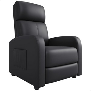 Recliner Chair for Adults, PU Leather Lazy Recliner Ergonomic Adjustable Single Sofa Enhanced with Side Pocket, Tall Back - 1 of 4