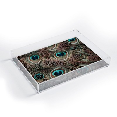 Ingrid Beddoes Peacock Feathers III Small Acrylic Tray - Deny Designs