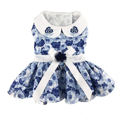Blue Polka Dot Dress with Leash & D-Ring main image 1