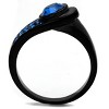 Slickblue Women's Black Ring with Capri Blue Synthetic Crystal, Asymmetric Band Design, Stainless Steel, Sizes 5–10 - 3 of 4