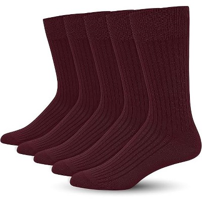 SERISIMPLE Men Bamboo Viscose Thin Ribbed Knit Silky Soft Lightweight Dress Crew Socks White X Large 5 Pairs
