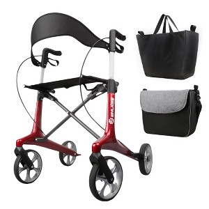 WHLICKS Carbon Ultralight Rollator Walker for Seniors with 2 Organizer Bags, Comes Fully Assembled, Only 13lbs Lightweight Foldable 4 Wheel Walker - 1 of 4