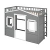 NicBex Twin Size Loft Bed Classic House Shape Pine Bunk Bed Frame with Windows, Ladder and Full Length Guardrail, No Box Spring Required - 3 of 4