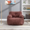 Angel Sar Soft Tufted Bean Bag Chairs, Medium Teddy Fabric Bean Bags with Arms, Paste Red - 3 of 4