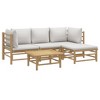 vidaXL Garden Lounge Set Light Grey, Natural Bamboo Bamboo, Fabric Medium - 3 of 4