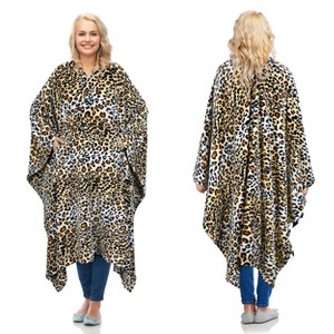 Cozy Fleece Wrap Shawl With Large Front Pockets, Woman Wearable Blanket, Travel Wrap Blanket Cape, Warm Soft Fuzzy Snuggly, Gift for Her - Catalonia - 1 of 4