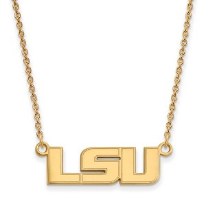 Black Bow Jewelry 14k Yellow Gold Plated Sterling Silver Louisiana State Fighting Tigers NCAA Necklace 18 Inch - 1 of 4