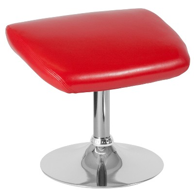 Merrick Lane Fabric Ottoman Footrest with Round Metal Base