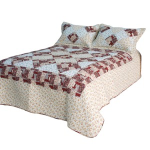 Slickblue Vermicelli Quilted Cotton Quilt Set, Twin Size, Floral 1/2 Designs, 2-Piece Set, Reversible - 1 of 4