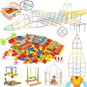 600-Piece Straw Constructor STEM Building Toy, Interlocking Plastic Tube Blocks Educational Kit for Kids Ages 3-7 - 1 of 4
