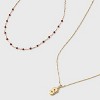 14K Gold Dipped Beaded Initial Necklace Set 2pc - A New Day™ Gold/Marron - 4 of 4