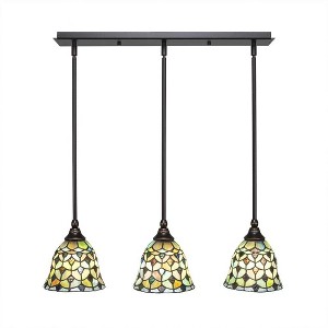 Toltec Lighting Any 3 - Light Chandelier in  Dark Granite with 7" Crescent Art Glass Shade - 1 of 1