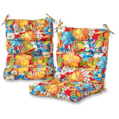 Set of 2 Aloha Red Floral Outdoor High Back Chair Cushions - Kensington Garden