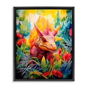 Stupell Industries Colorful Dinosaur in Jungle Floating Frame Canvas Art - 1 of 4