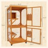 Large Cat House for 1-3 Cats on Wheels Wooden Catio Enclosure Orange - 3 of 4