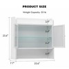 CSBDHome Wall Mounted Bathroom Cabinet with Fluted Glass Doors and Open Shelf – Black/White – Modern Metal Storage Organizer - 2 of 4