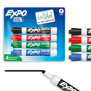 Expo 4pk Dry Erase Markers Bullet Tip Multicolored: Bold Whiteboard Markers for Office & Art, 18+ Years, 4 Pack - 1 of 4