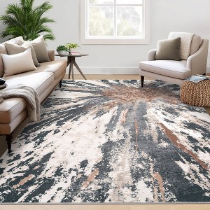Modern Abstract Rug Indoor Washable Throw Floor Carpet Low Pile Stain Resistant Accent Rug - 1 of 4