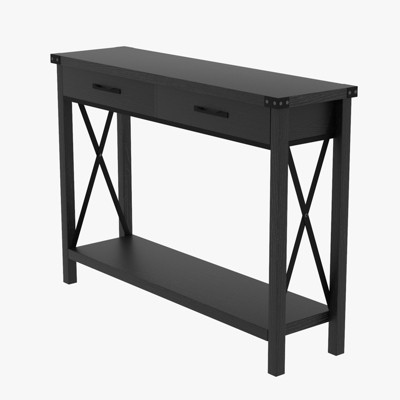31"Console Table, Industrial Entryway Table with Drawers and Shelf, 2-Tier Narrow Sofa Table, Foyer Table for Couch Entryway Corridor Living Room