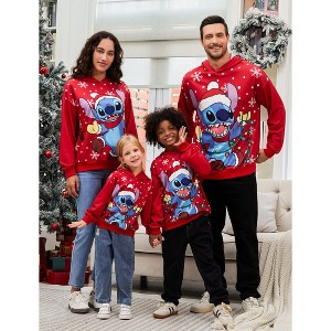 PATPAT Stitch Family Matching Christmas Hooded Sweatshirt Stitch Snow Pattern Long Sleeve Pullover Hoodies - 1 of 4