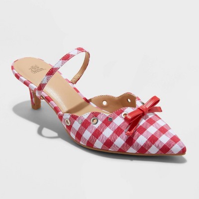 Women's Lysandra Gingham Eyelet Kitten Heels - Wild Fable™ Red