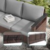 Sonkuki 3 Pieces Patio Sofa with Ottomans, All-Weather PE Rattan Wicker Sofa Small Patio Conversation Couch with Cushion - 4 of 4