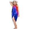 LA LEELA Women's Wraps Summer Long Pareos Vacation Skirt Cover-Up Beach Bikini Beachwear Sarong Coverups Swimwear for Women One Size Blue,Tie Dye - 4 of 4