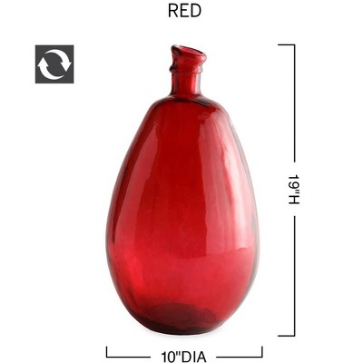 Tall Red Handblown Recycled Glass Balloon Vase