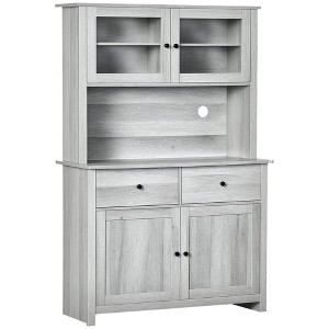 Aghana Digitals Ash Grey Kitchen Pantry Cabinet with Hutch, Open Microwave Space, 4 Adjustable - 1 of 4