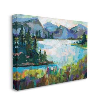 Stupell Industries Abstract Mountains and Lake Pine Landscape Painting