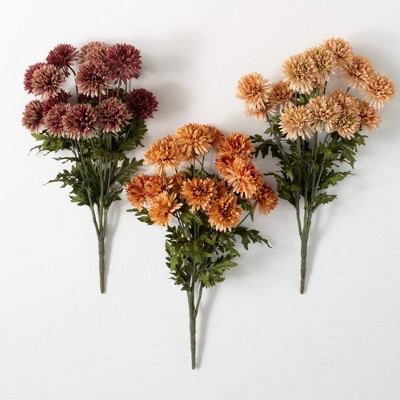 Sullivans Artificial 19.75" Straw Flower Bush - Set of 3, Multicolored