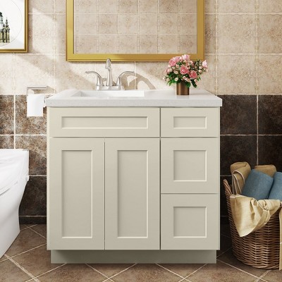 LOVMOR in Plywood Bath Vanity Cabinet with 3 Drawers without Top for Kitchen, Bathroom, Living Room