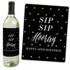 Big Dot of Happiness Chic 60th Birthday - Pink, Black and Gold - Birthday Gift For Women - Wine Bottle Label Stickers - Set of 4 - 2 of 4