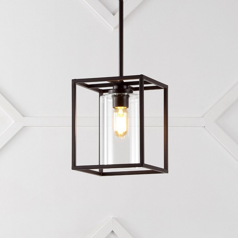 Industrial Farmhouse Iron/Glass LED Pendant Oil Rubbed Bronze - JONATHAN Y, 5 of 10