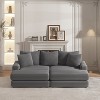 86.6 Inch Corduroy 3-seater sofa With 3 back pillows , 2 toss pillows and two ottoman ,Comfy Sofa- Deep Seat Couch for Living Room - 2 of 4