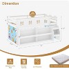 JOYMOR Low Loft Bed Twin Size with LED Lights, 4 Storage Shelves, Removable Curtain, Kids Wood Loft Bed with 15" H Safety Guardrail - 3 of 4