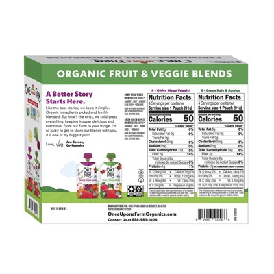 Once Upon a Farm Organic Fruit & Veggie Blends Variety Pack - 25.6oz/8ct