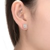 Chic Round Halo Stud Earrings Showcasing Clear Cubic Zirconia, Perfectly Designed to Add a Touch of Classic Elegance and Sparkle to Any Outfit - 3 of 4