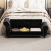 Storage Bench With Arms, 64.5" Wood Upholstered Bench With Storage And Seating, Farmhouse End Of Bed Bench, Storage Ottoman Bench For Bedroom - 2 of 4