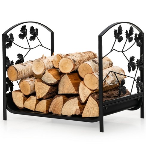 Costway 19'' Firewood Storage Rack Leaf Patterns Firewood Storage