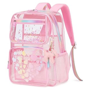 Wikineon Clear Backpack for School, Heavy Duty TPU Transparent Bookbag for Girls Stadium Approved See Through Backpack - 1 of 4