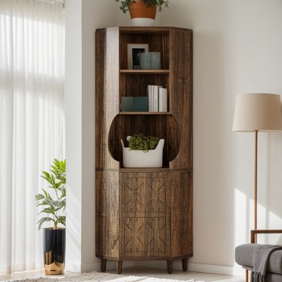 Hommoo 69.29" Corner Pantry Cabinet with Doors, Adjustable Shelves Kitchen Storage