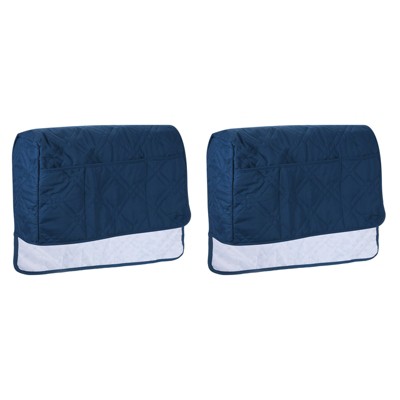 Unique Bargains Non-Slip Waterproof with Side Pocket Sofa Armrest Slipcovers 2 Pcs Navy Blue