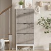 3-Drawer Shoe Cabinet - Farmhouse Fluted Design w/Metal Legs, Slim Entryway Organizer for Foyer/Hallway - 4 of 4