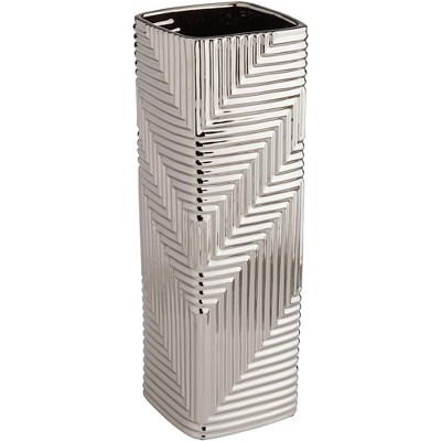 Studio 55D Pure Silver Plating Texture 13 1/2" High Ceramic Vase